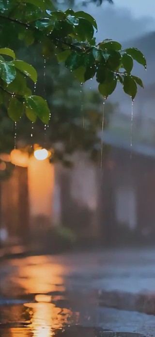 夜晚下雨街道