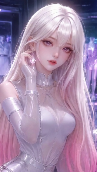 赛博朋克银发渐变美少女
