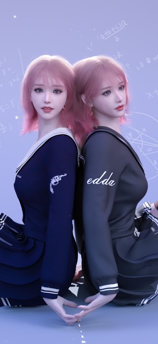 日系学院风双子姐妹