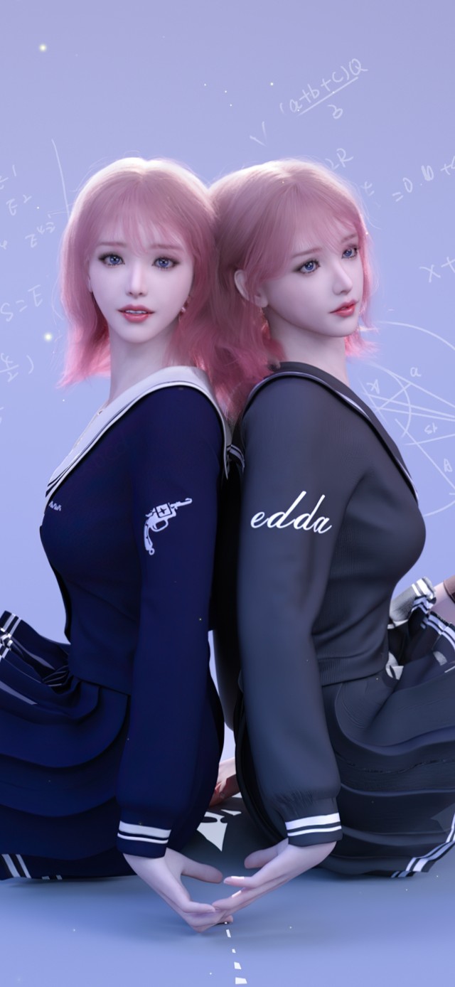 日系学院风双子姐妹