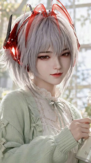 花房里的浇花少女麦晓雯