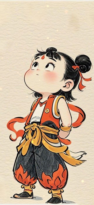 Q版哪吒 仰望天空