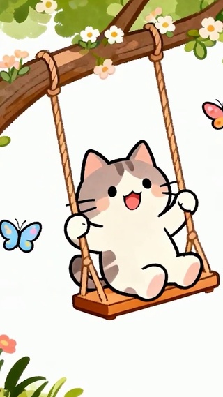 荡秋千可爱猫咪
