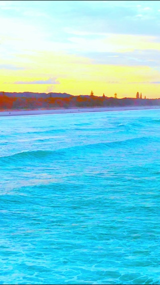 唯美晚霞海浪 4K