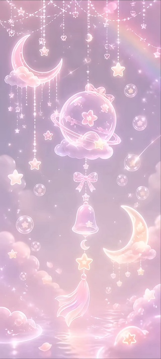 梦幻粉色星月幸运风铃