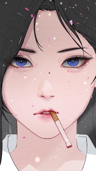 抽烟的女孩