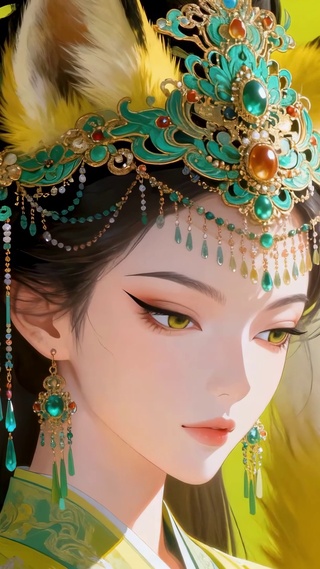 国风古风狐耳精致妆容绝美美人