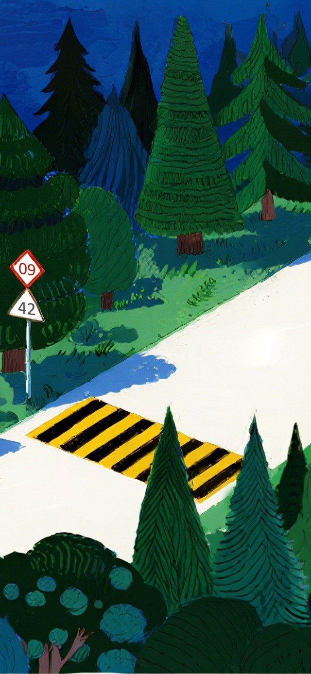 童画治愈临海小森林+路牌时钟