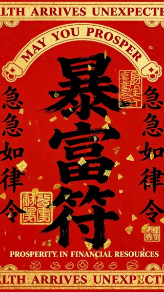 红金财神暴富符招财壁纸