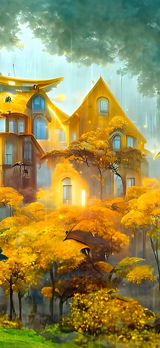 治愈雨天金秋小屋