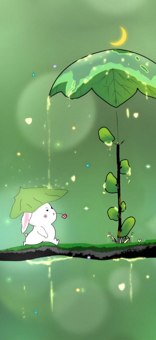 治愈护眼手绘 雨天傲娇小兔几