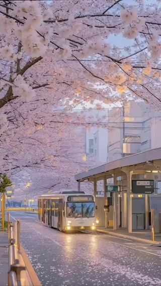 樱花树旁