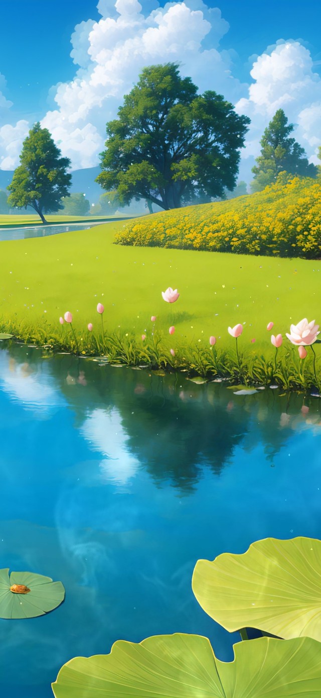 夏日清新荷塘风景