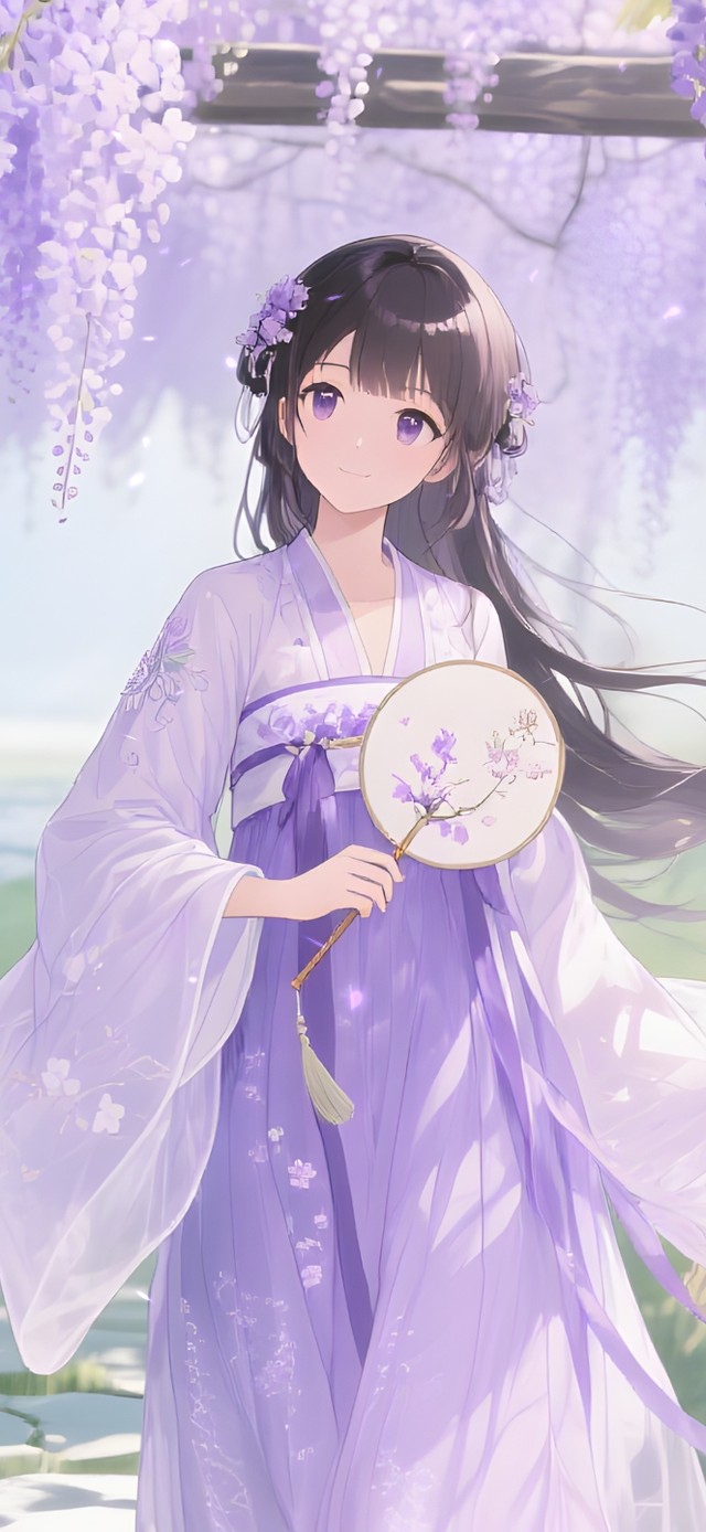 紫藤树下女孩