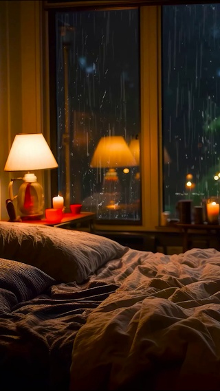 温馨雨天木屋卧室