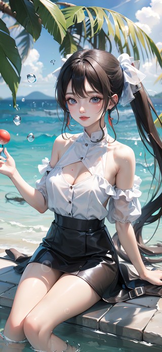夏日海边少女