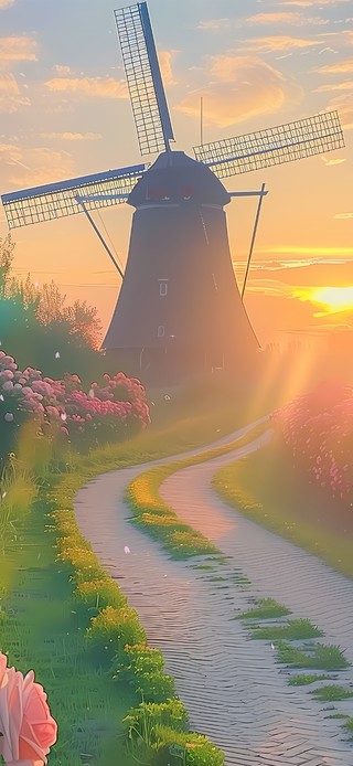 清晨路边玫瑰花