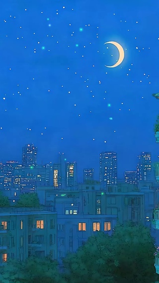 夜景星空树木