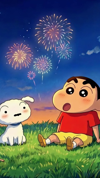 蜡笔小新夏夜赏烟花