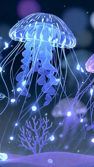 梦幻深海发光水母