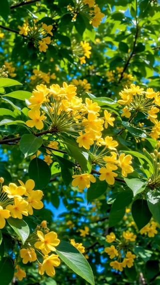 晴空下盛放的桂花树