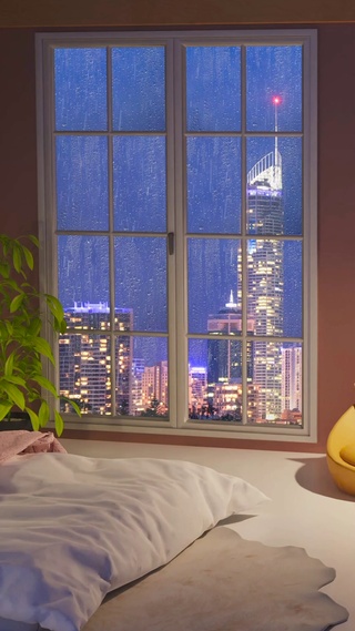 4K温馨雨天卧室