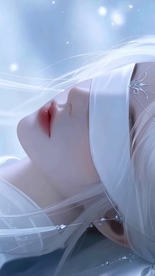 白衣素纱蒙眼女孩