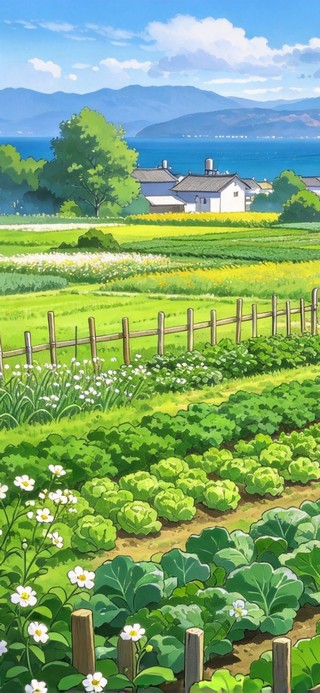 洱海菜园 蓝天白云乡村农田
