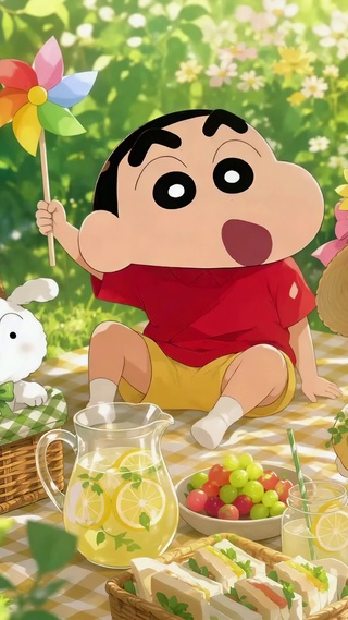 蜡笔小新春日野餐