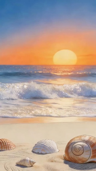 夕阳海滩