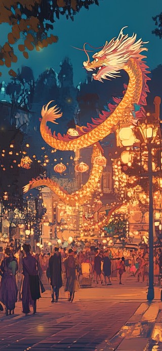 热闹的古镇夜晚
