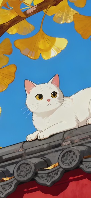 可爱国风墙头猫咪