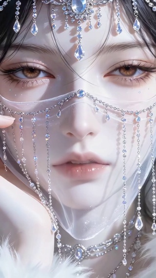 水晶面纱美女