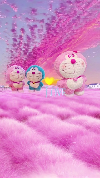 哆啦A梦粉黛花海