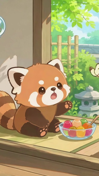 治愈庭院可爱小熊猫