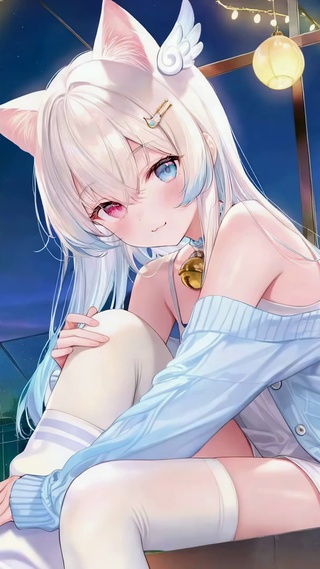 银发猫耳异瞳少女