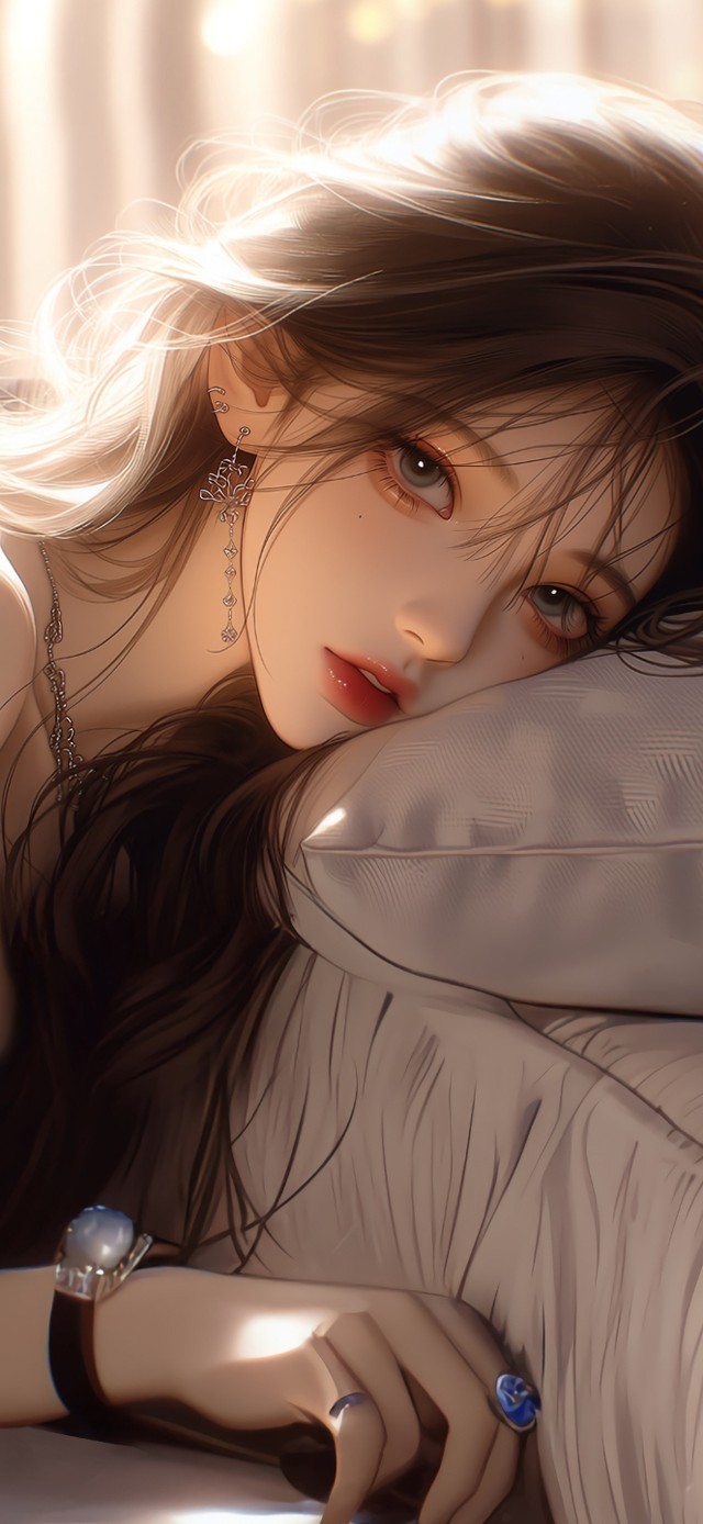 慵懒躺着的少女