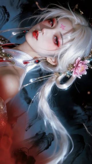 红瞳白发古风美人