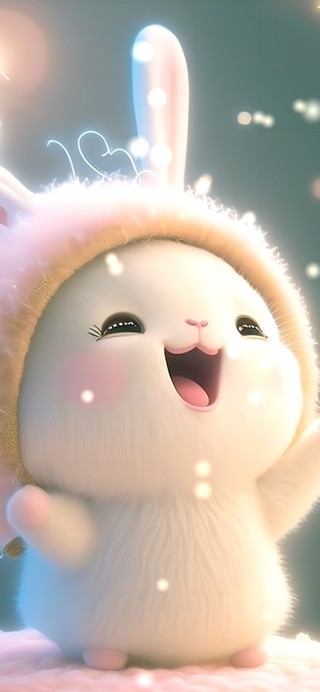 玩雪的开心小萌兔