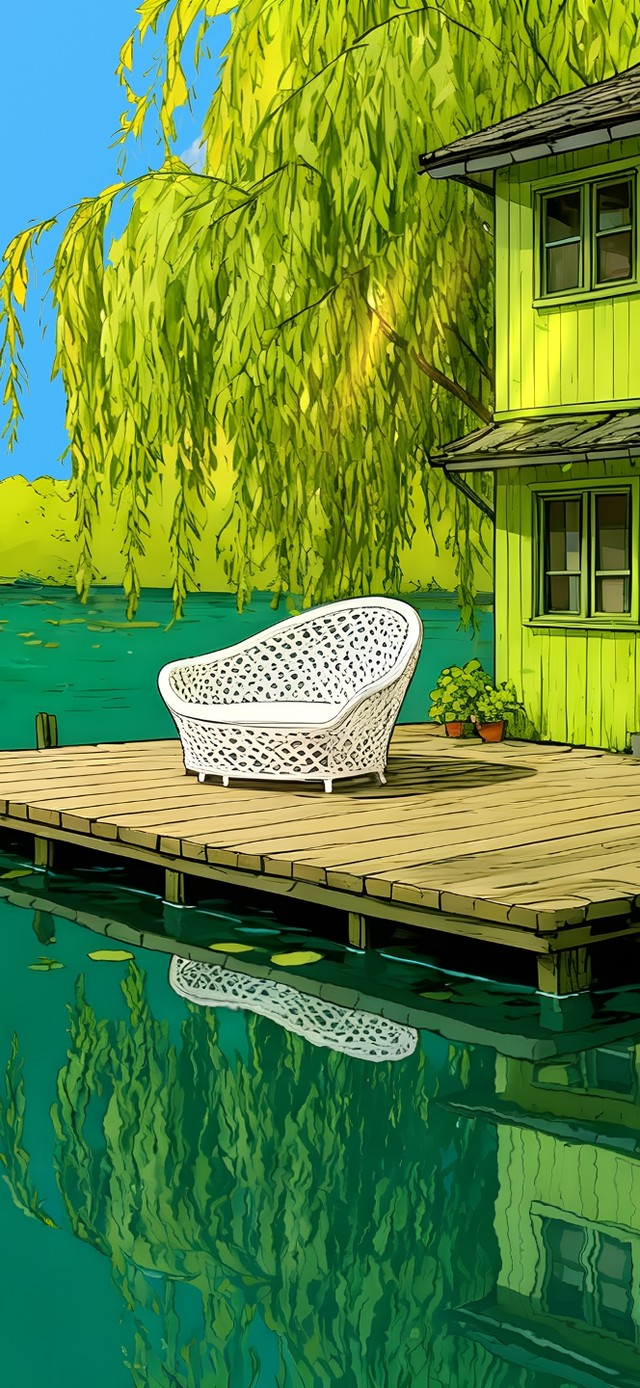 绿色小屋倒影
