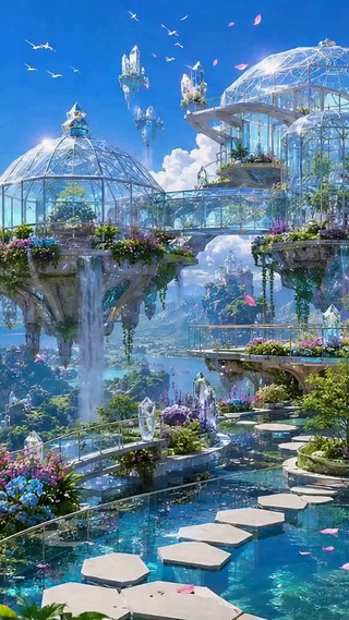 梦幻浮空水晶花园城堡