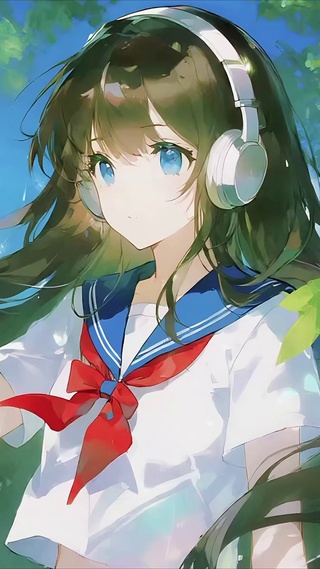 野外录音的少女