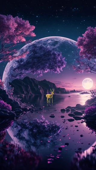 浪漫紫色夜空