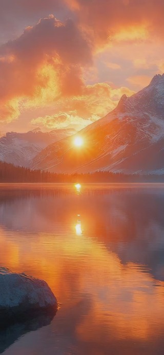 夕照冰峰