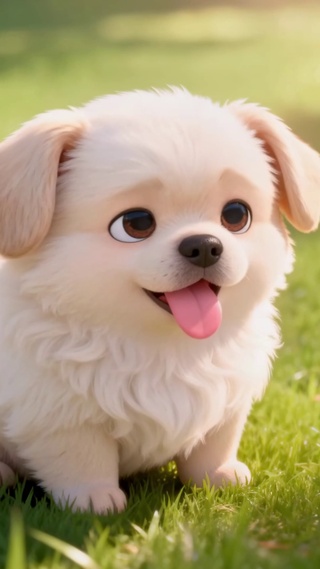 可爱草地哈巴狗