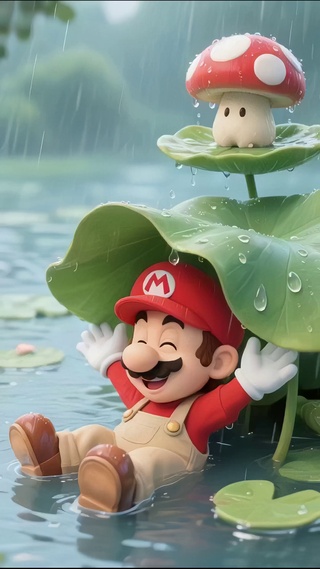 马里奥-淋雨-手机