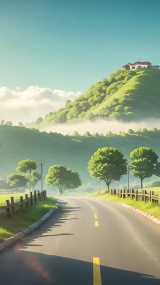 夕阳山川马路公路