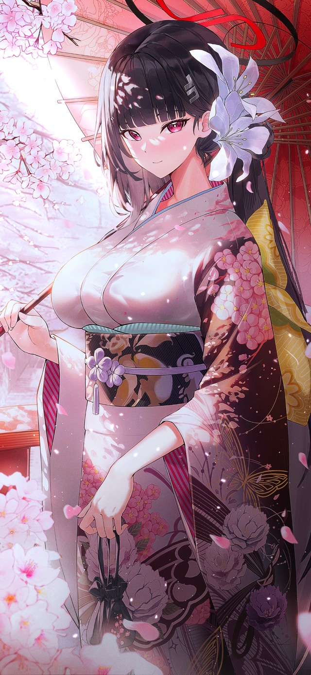 日系和服樱花少女(动漫手机动态壁纸) - 动漫手机壁纸下载 - 元气壁纸