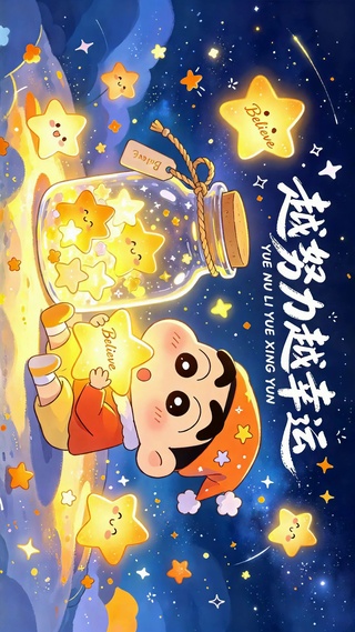 越努力越幸运 蜡笔小新
