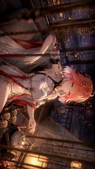 红发旗袍古风二次元美少女